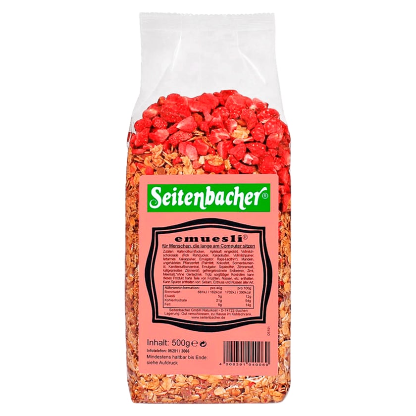 Seitenbacher Emüsli Müsli mit Erdbeeren 500g